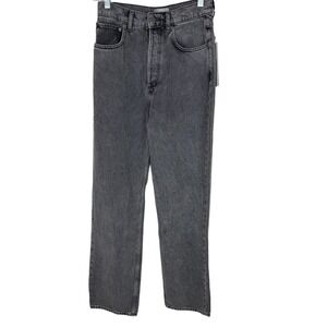 New! Women's Boyish Gray Jeans Sz 26 High Rise Button Fly Relaxed Straight Leg